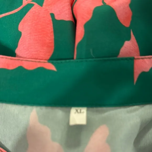Green and Pink Floral Midi Dress