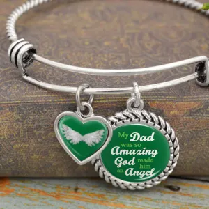 Green My Dad Was So Amazing, God Made Him An Angel Charm Bracelet