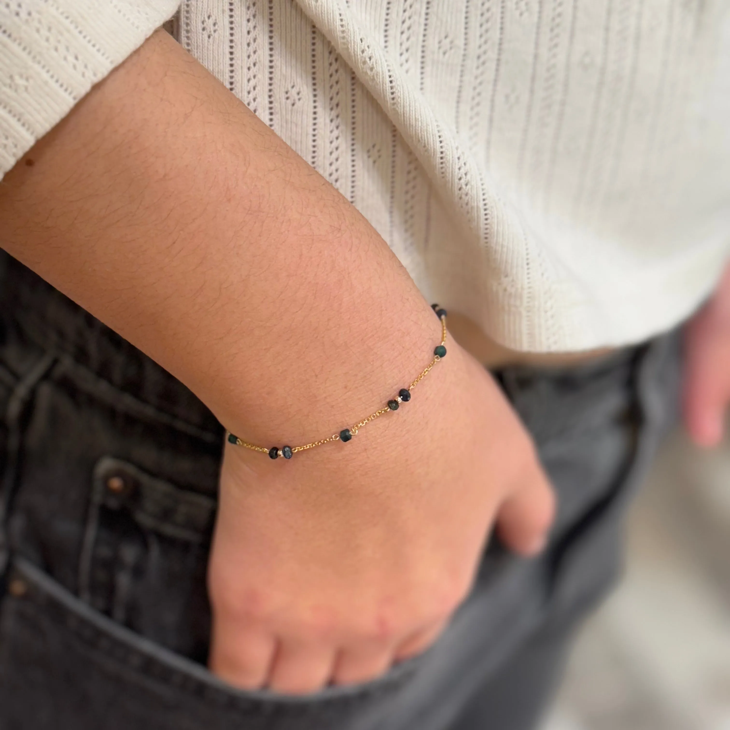 Green Tourmaline Bracelet In 14k