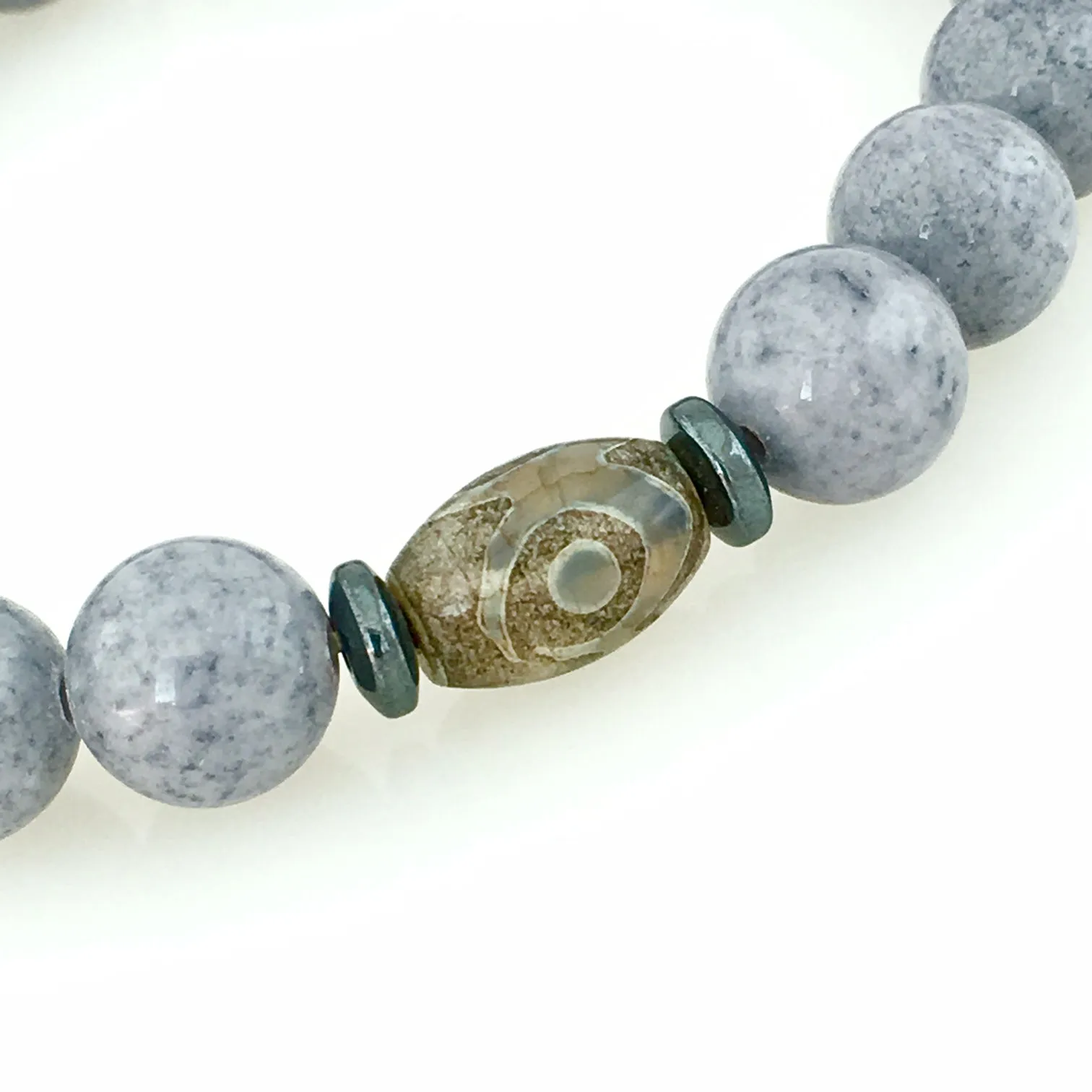 Grey Agate, Onyx and Jasper Men's Bracelet