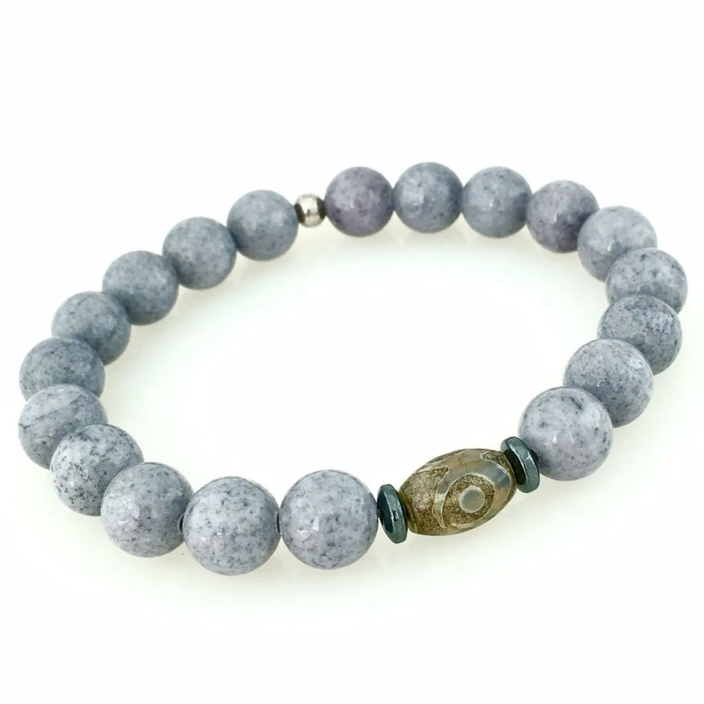 Grey Agate, Onyx and Jasper Men's Bracelet