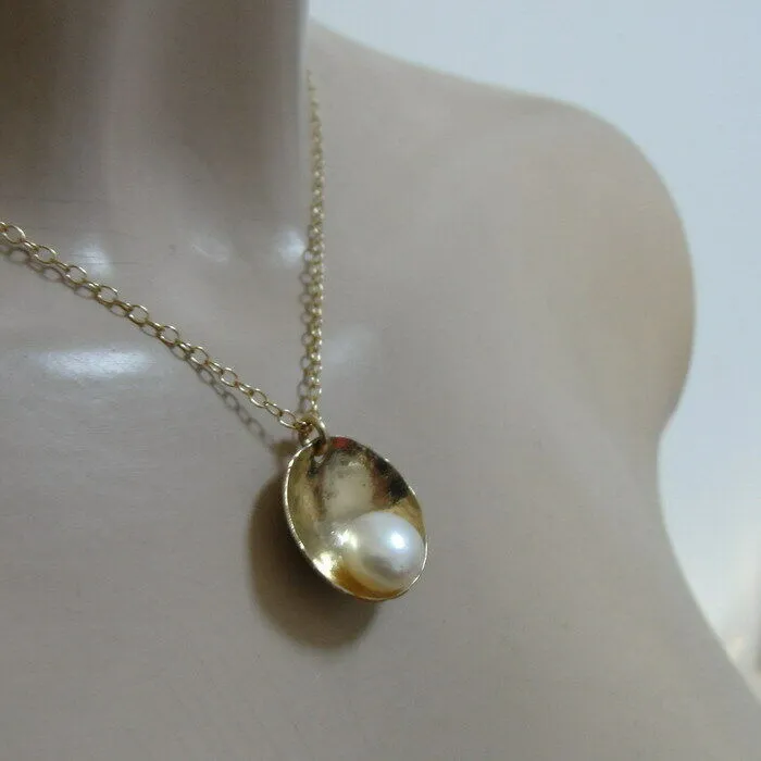 Hadar Designers Gold plated Sterling Silver Real Pearl Pendant Handmade (V) SALE