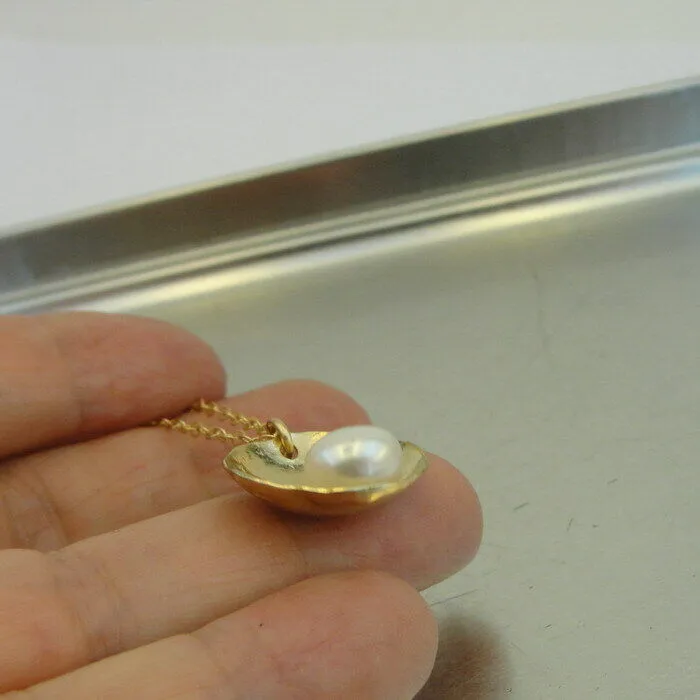Hadar Designers Gold plated Sterling Silver Real Pearl Pendant Handmade (V) SALE