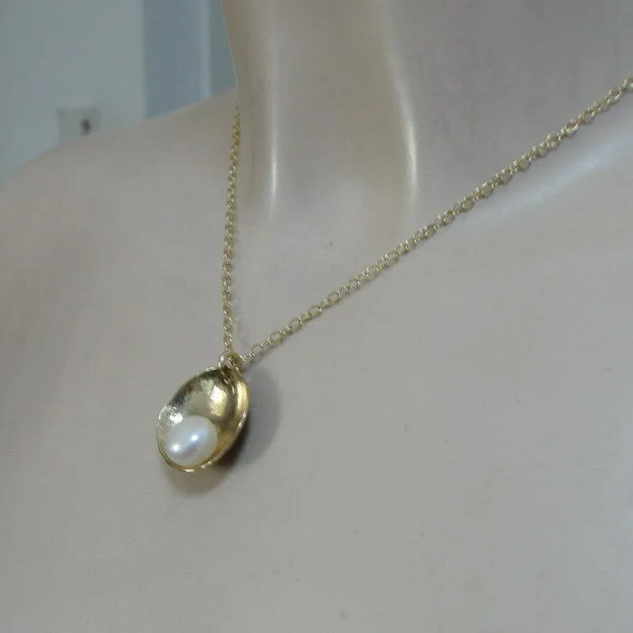 Hadar Designers Gold plated Sterling Silver Real Pearl Pendant Handmade (V) SALE