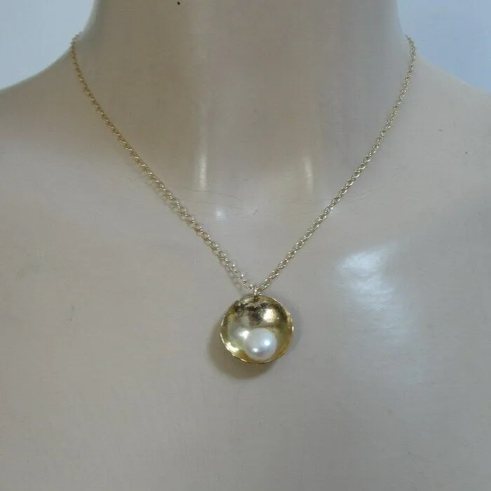 Hadar Designers Gold plated Sterling Silver Real Pearl Pendant Handmade (V) SALE