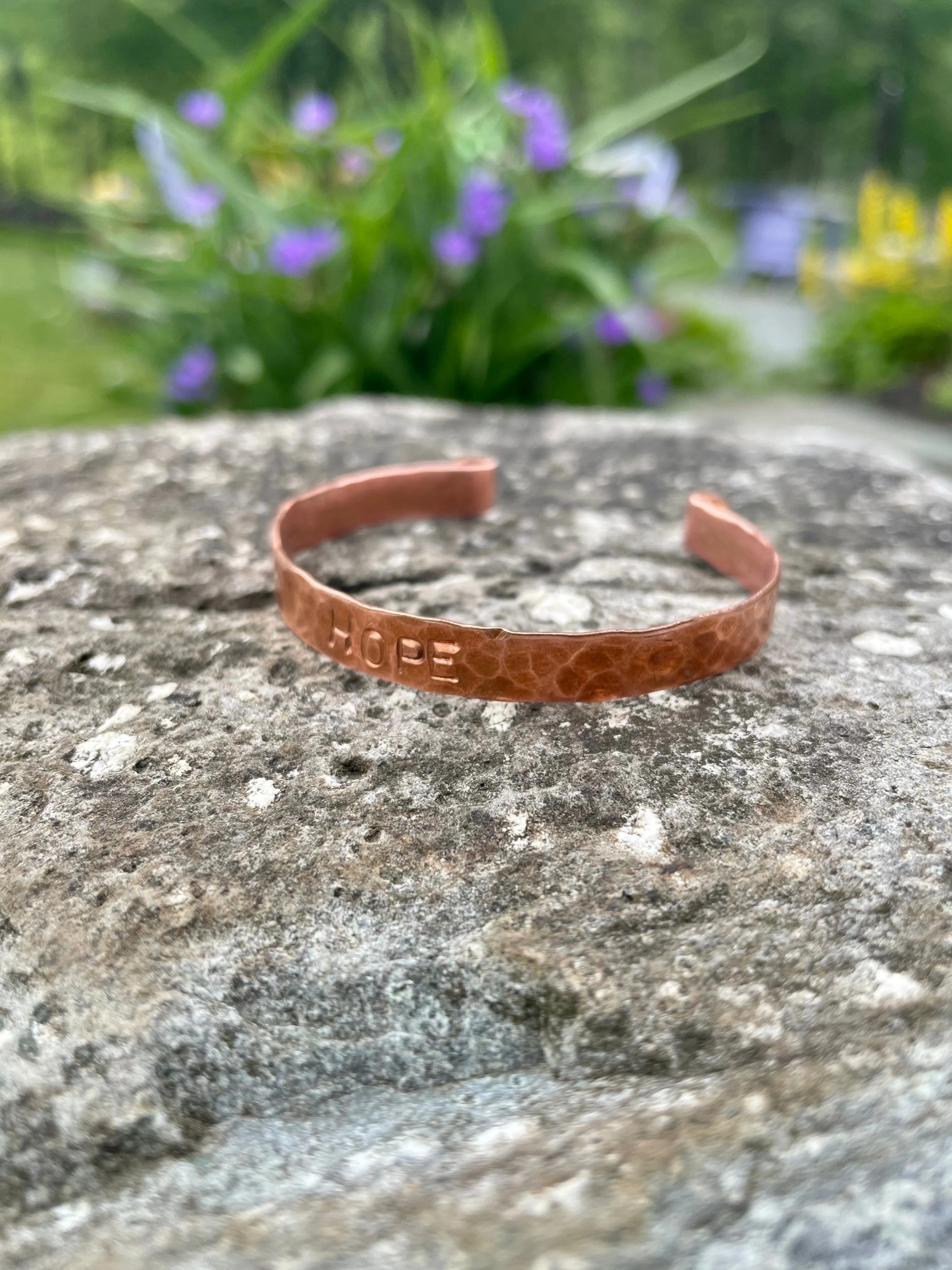 Hammered Copper Bangle Bracelet | Personalized Engraving Available