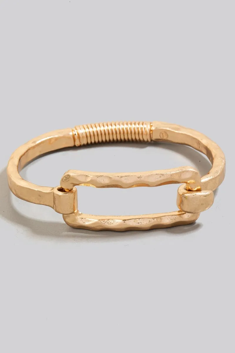 Hammered Spring Hinge Clasp Bangle in Gold (Assorted)