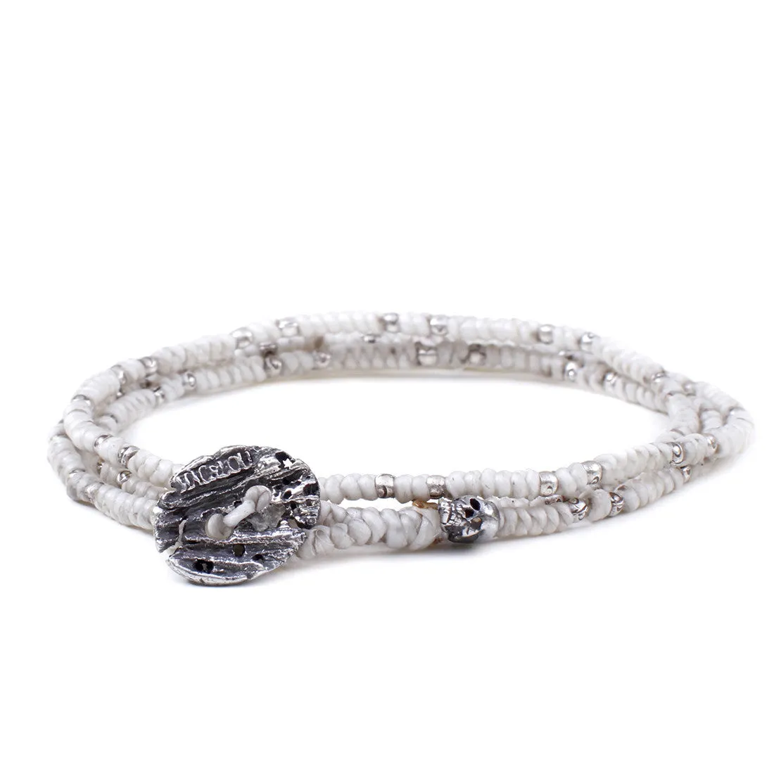 Hand-knotted 3-Layer Wrap Bracelet with Sterling Silver Beads