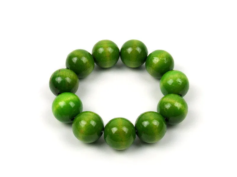 Handmade Wooden Bead Necklace and Bracelet Set (Korale Goralskie)- Light Green