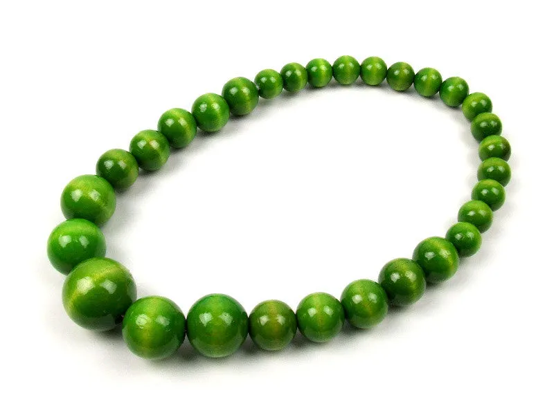 Handmade Wooden Bead Necklace and Bracelet Set (Korale Goralskie)- Light Green
