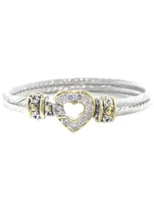 Heart Collection - Pavé Heart Double Wire Bracelet