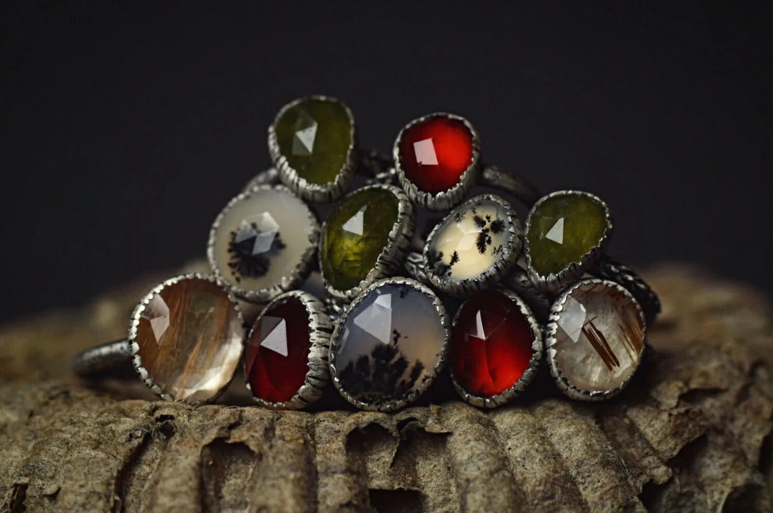 Hessonite Garnet Fern Ring - Size 5