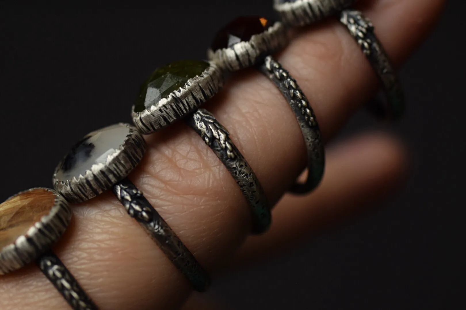 Hessonite Garnet Fern Ring - Size 5