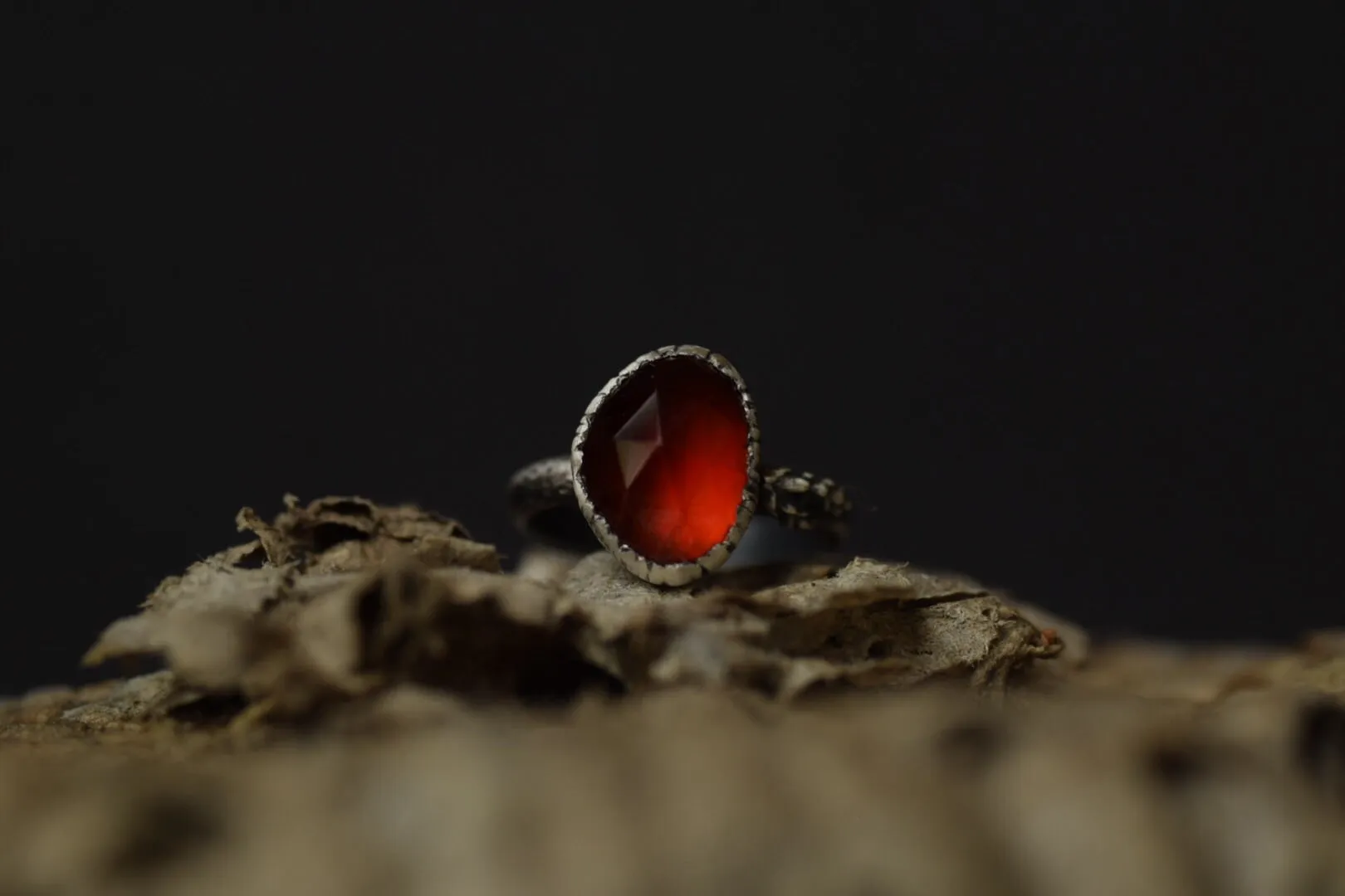 Hessonite Garnet Fern Ring - Size 5