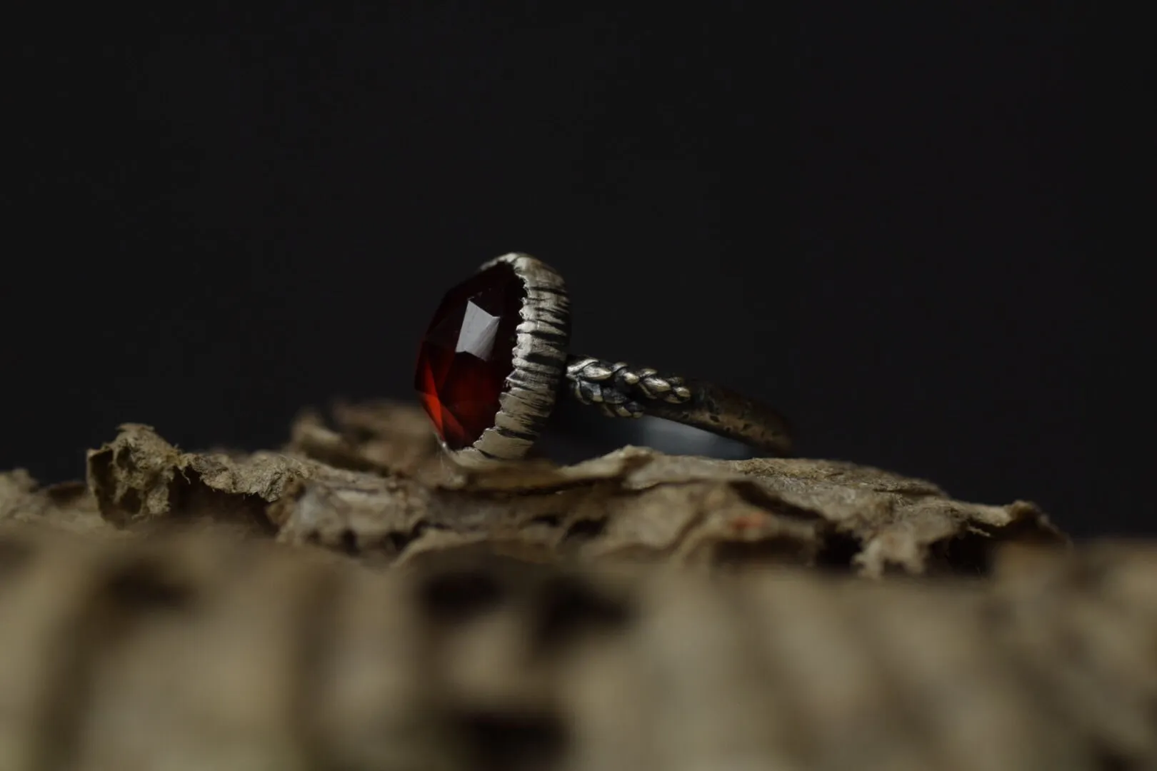 Hessonite Garnet Fern Ring - Size 5