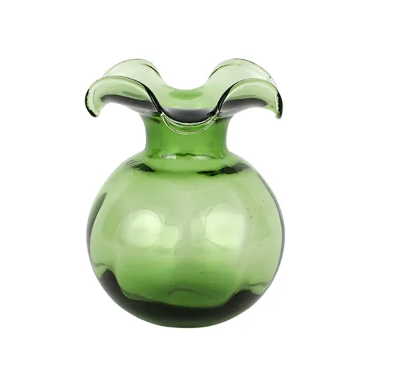 Hibiscus Glass Dark Green Bud Vase