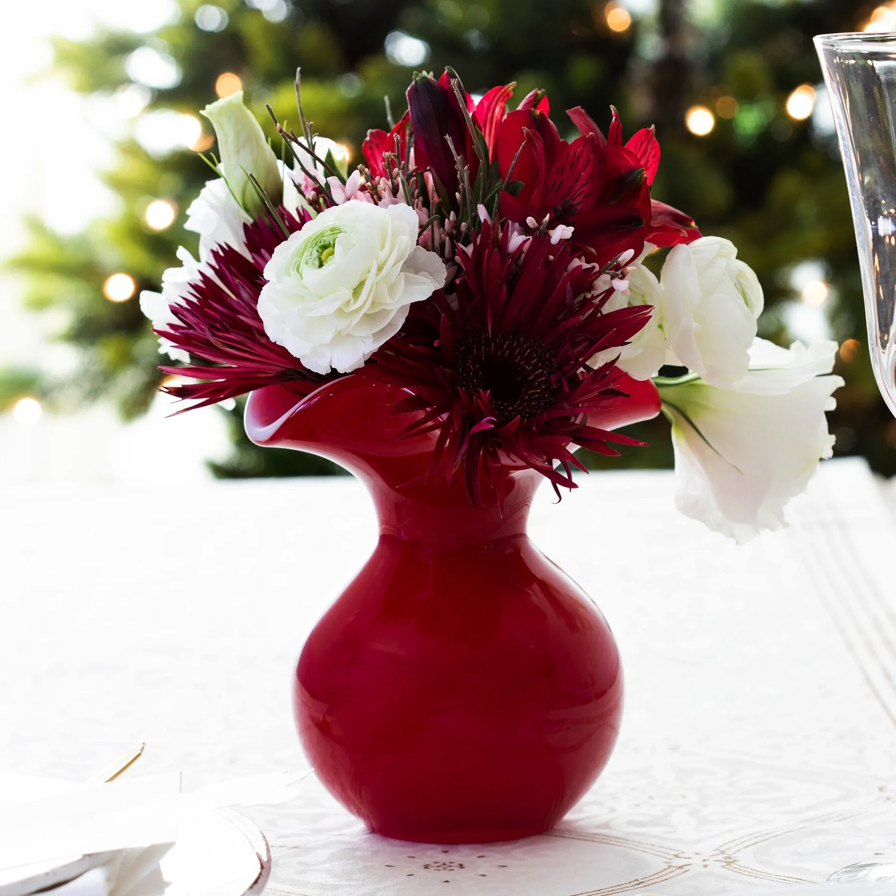 Hibiscus Glass Red Bud Vase