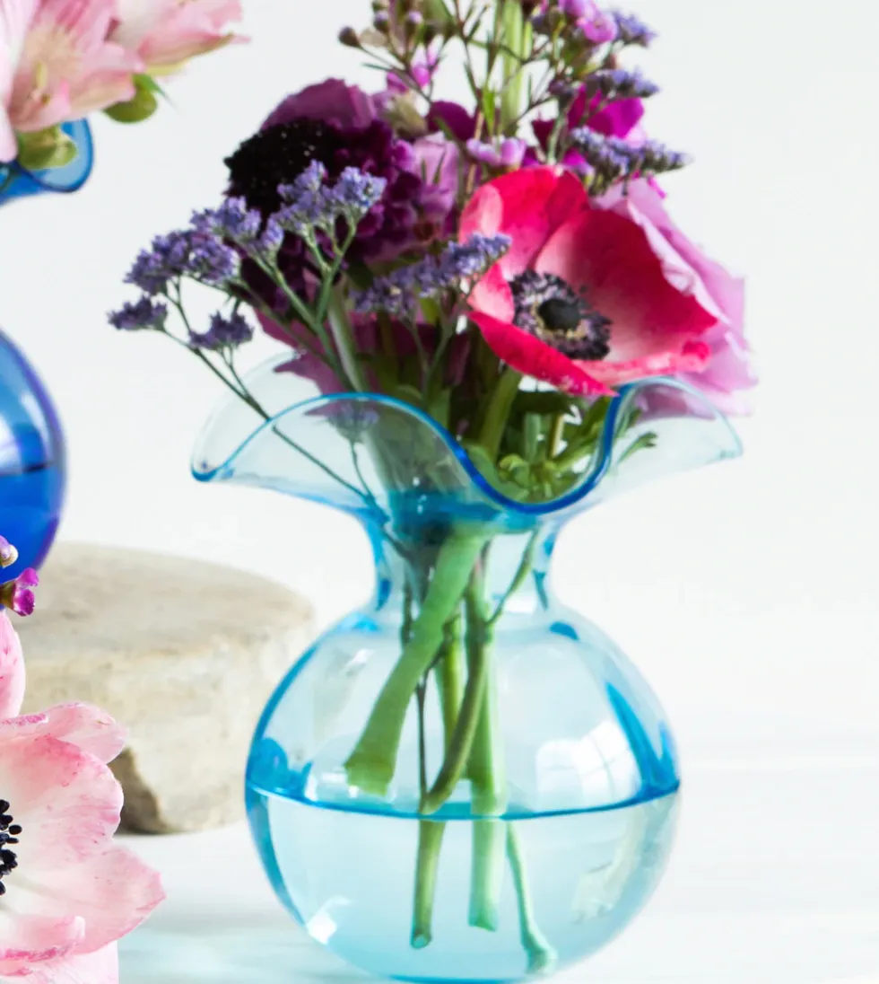 Hibiscus Glass Vase - Aqua