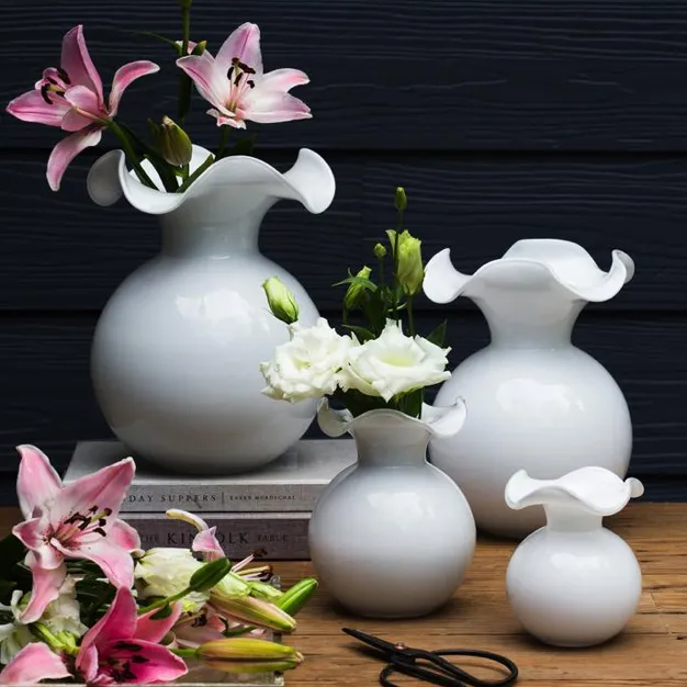 Hibiscus Glass Vase - White
