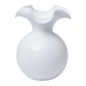 Hibiscus Glass White Medium Fluted Vase