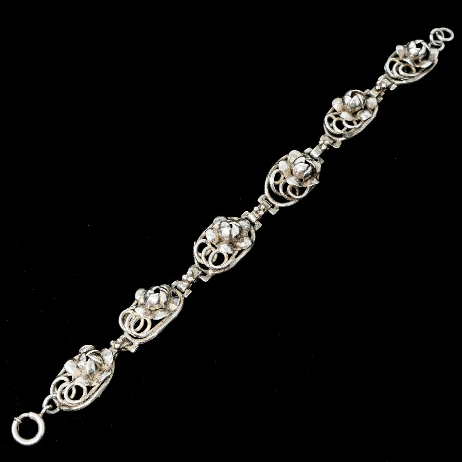 Hobe Sterling Flower Link Bracelet