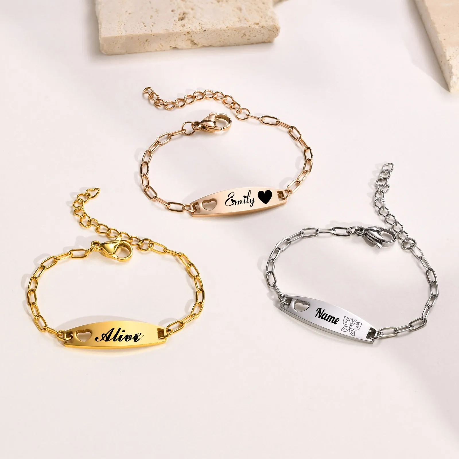 Hollow Heart Personalized Baby Bracelet