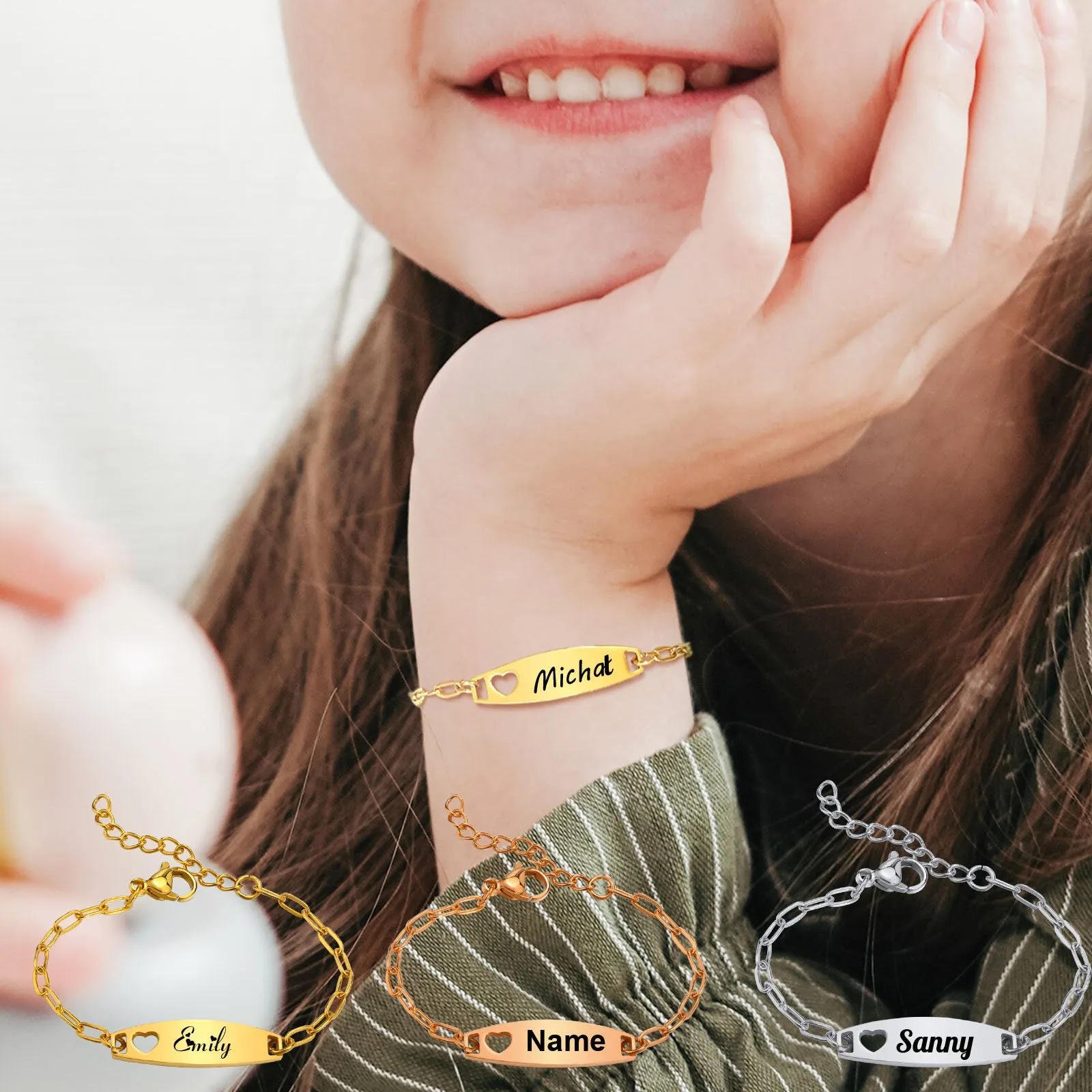Hollow Heart Personalized Baby Bracelet