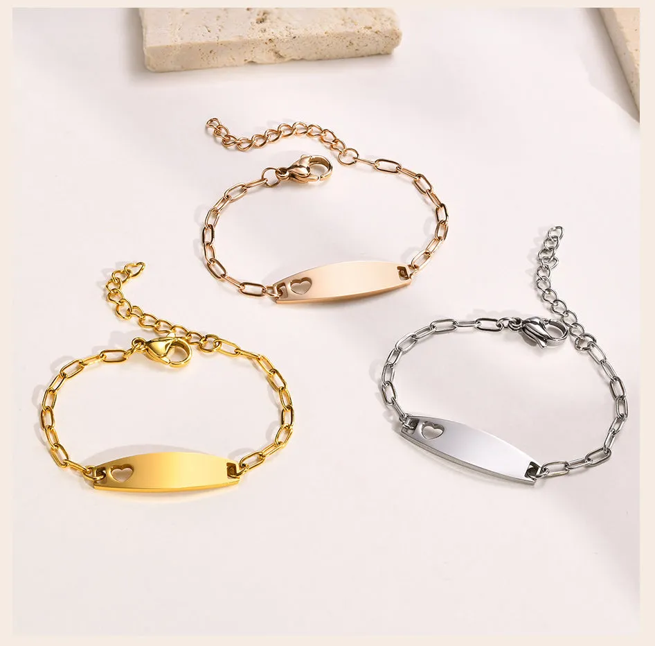 Hollow Heart Personalized Baby Bracelet