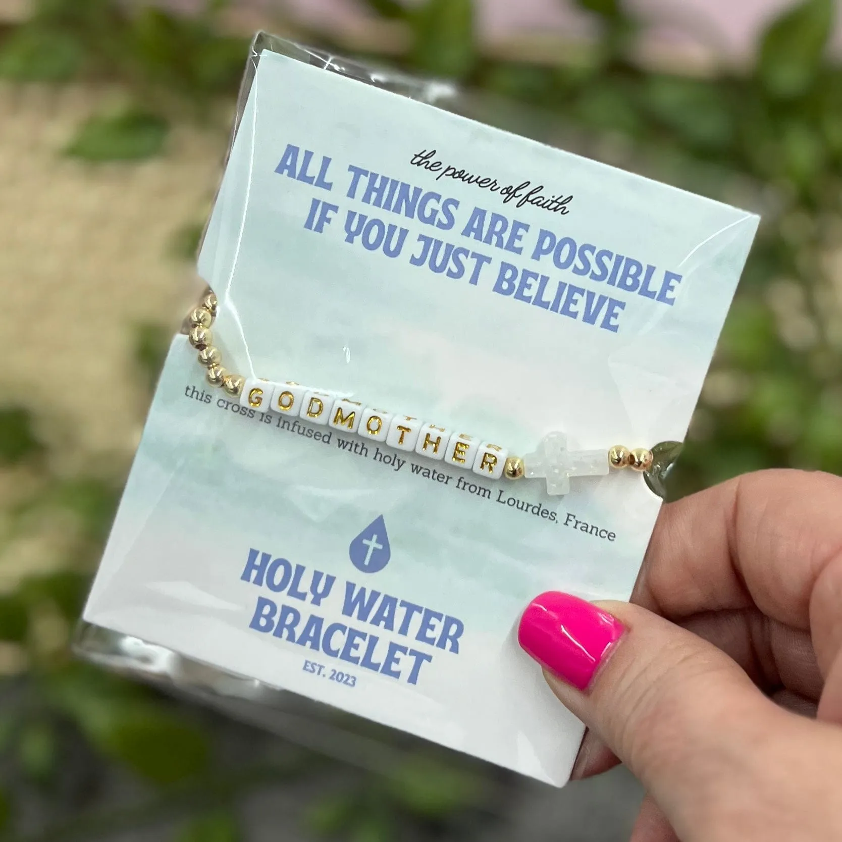 Holy Water Cross Bracelet with Names