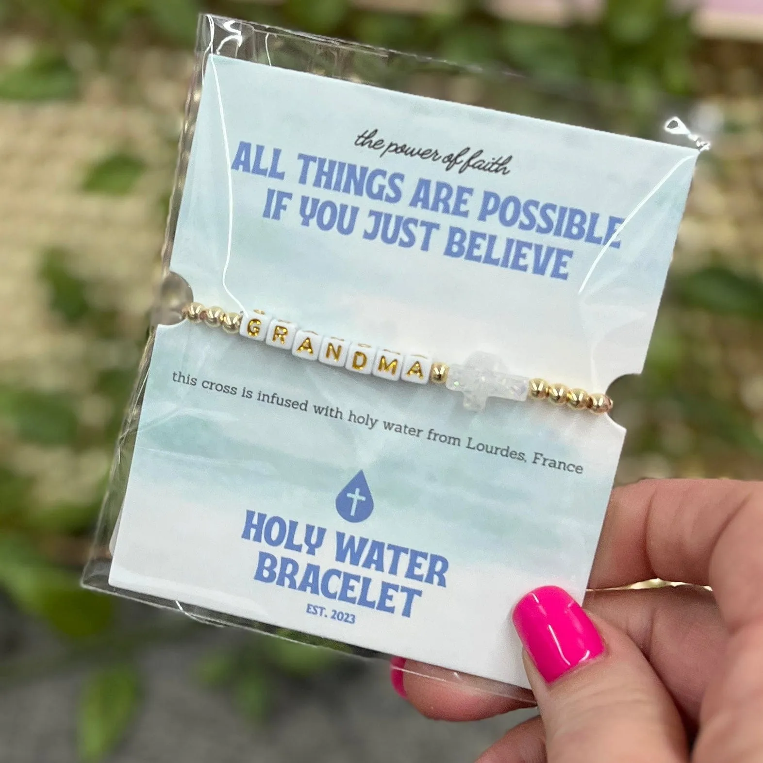 Holy Water Cross Bracelet with Names