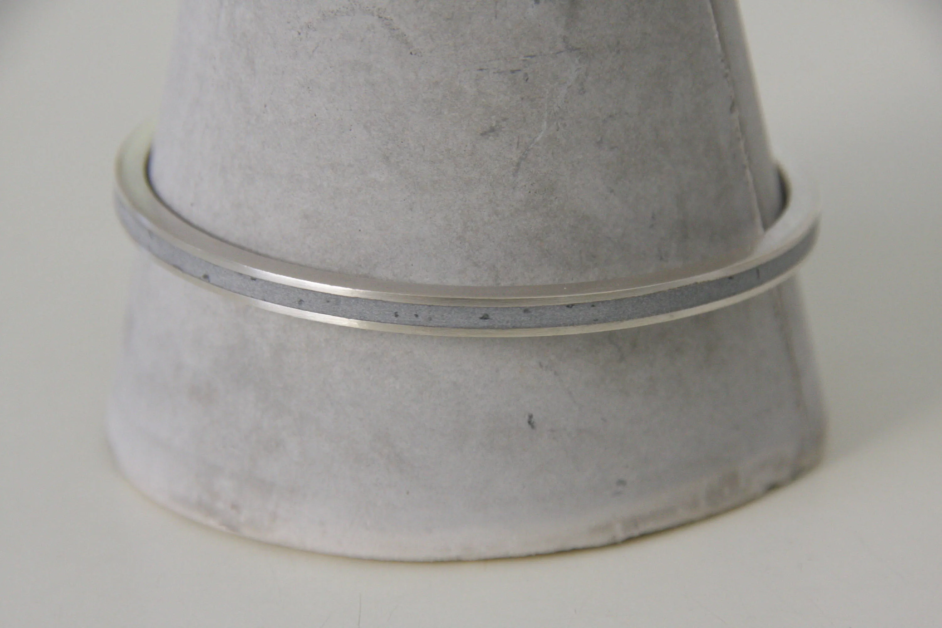 Hoop Silver And Concrete Bangle Bracelet