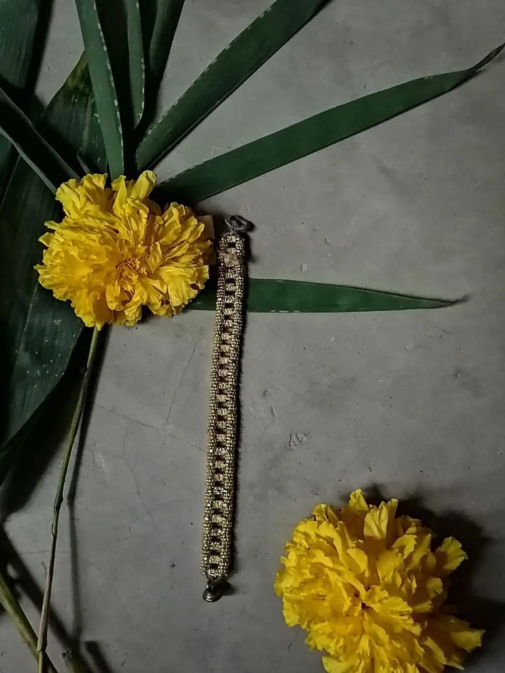 House Of Tuhina  -   Bracelet | Casting Metal Plated With Gold Color Along With Cotton Thread Jewellery B