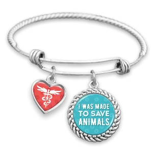 I Was Made To Save Animals Veterinarian Charm Bracelet