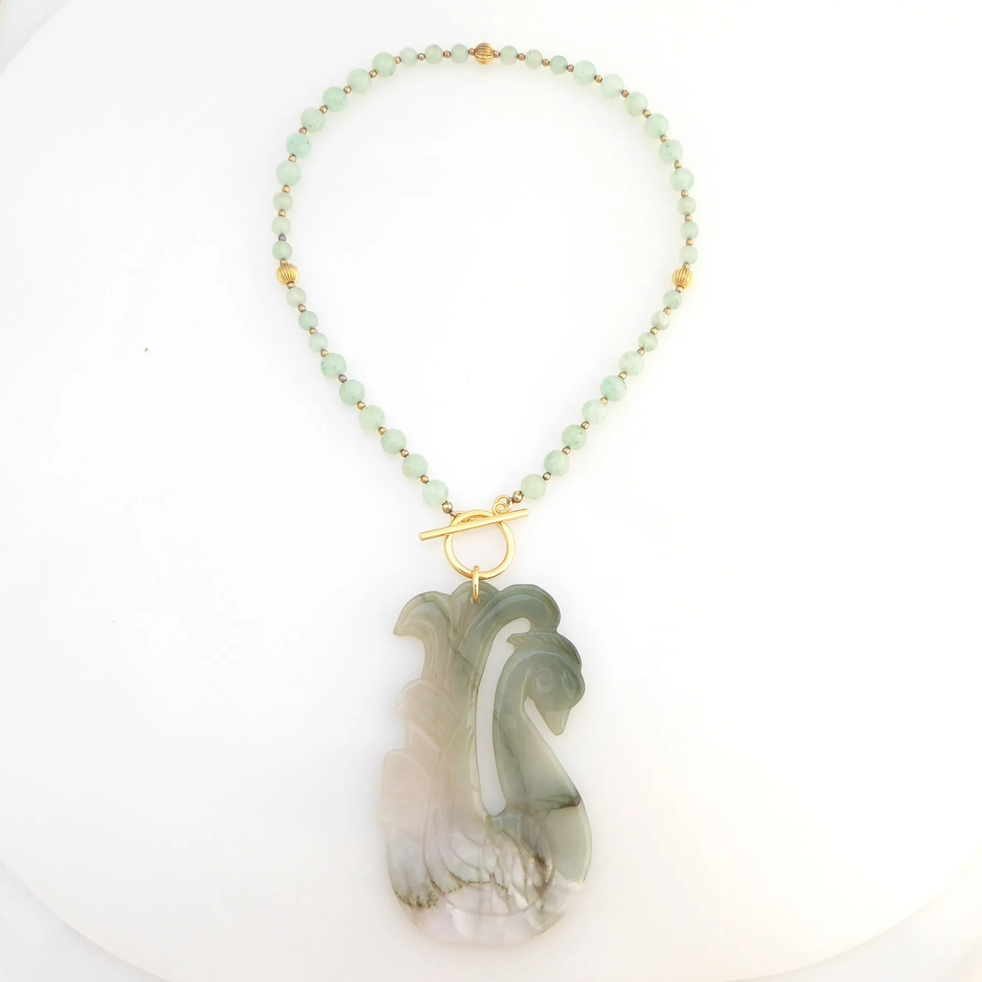 Jade swan pendant necklace
