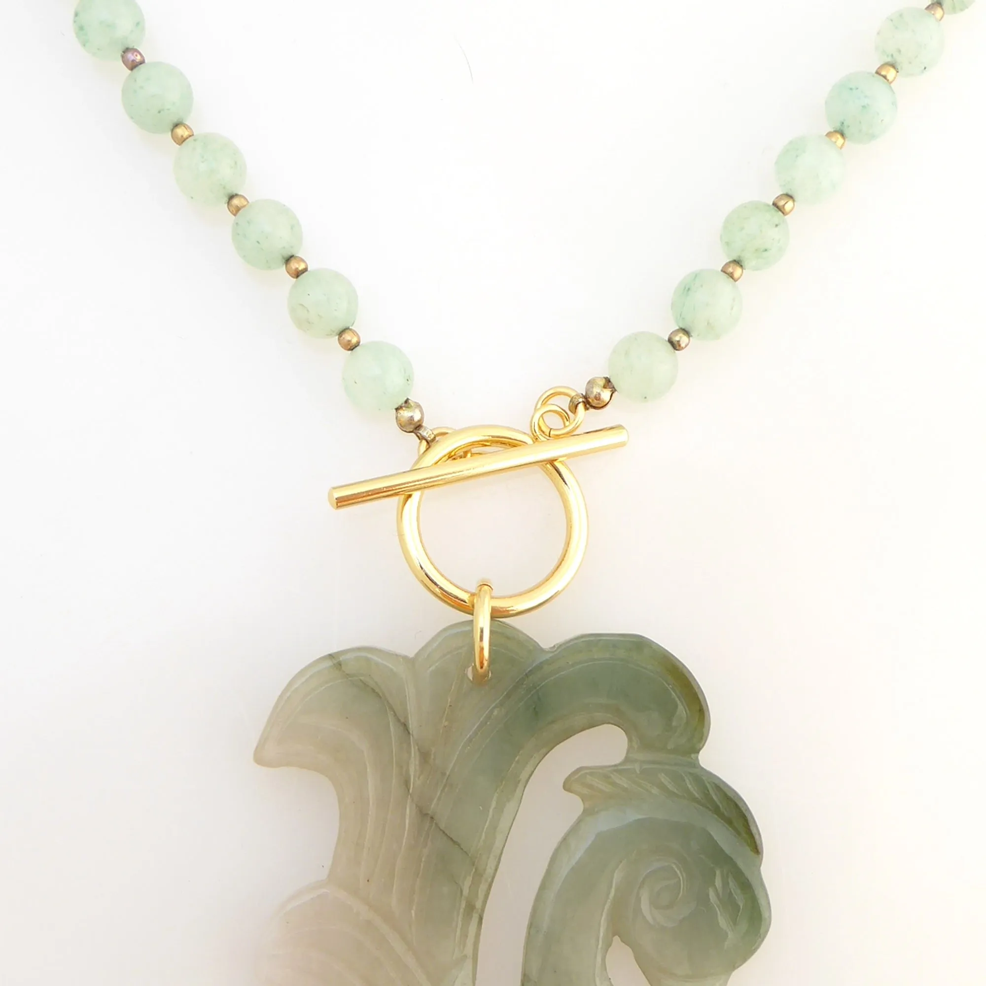 Jade swan pendant necklace