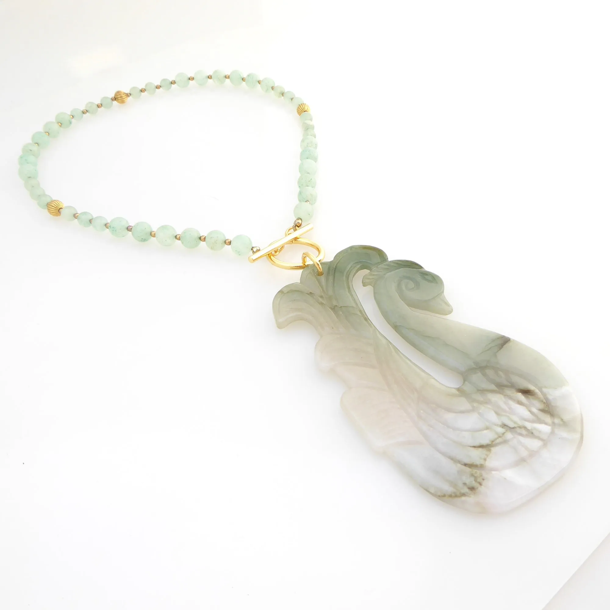 Jade swan pendant necklace
