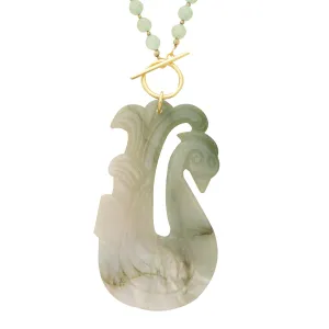 Jade swan pendant necklace