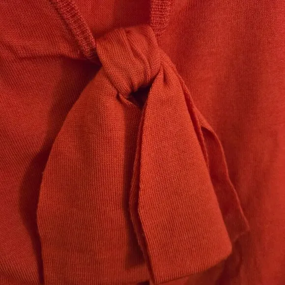 J.Crew NWOT Red Orange Merino Wool V-Neck Bow Tie Sweater Size XS Red