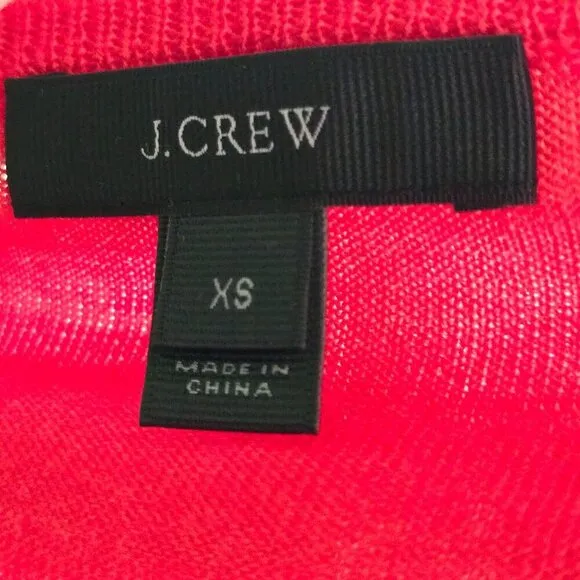 J.Crew NWOT Red Orange Merino Wool V-Neck Bow Tie Sweater Size XS Red