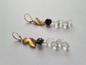 jungle nymph | leafy links, black onyx carved roses and green amethyst