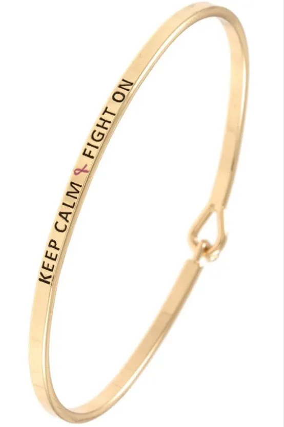 “Keep Calm Fight On” Inspirational Bangle Bracelet