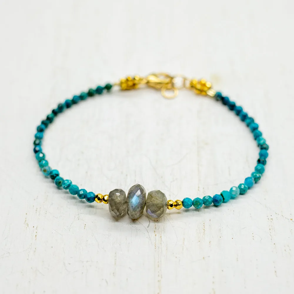 Labradorite & Chrysocolla Trio Luna  Bracelet