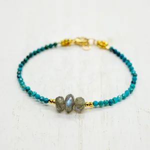 Labradorite & Chrysocolla Trio Luna  Bracelet