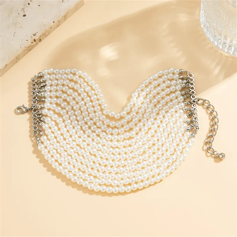 Ladies Elegant Multi-Layered Imitation White Pearl Bracelets