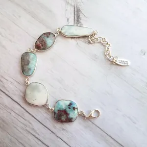 Larimar Bracelet, light blue gemstone bracelet, chunky stone bracelet, large stones, pale blue gem bracelet, adjustable chain, baby blue