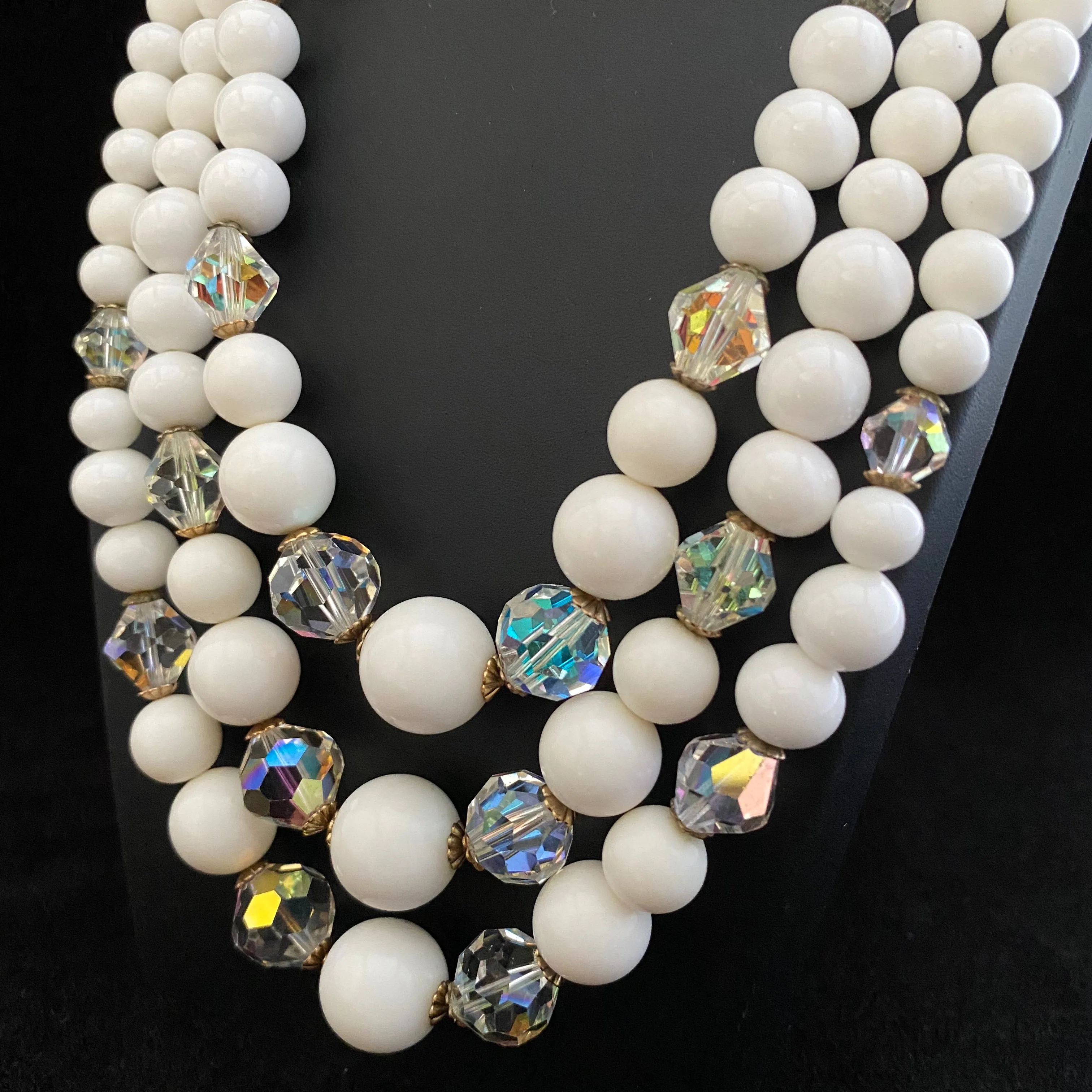 Late 50s/ Early 60s Laguna Glass Bead & Crystal Necklace