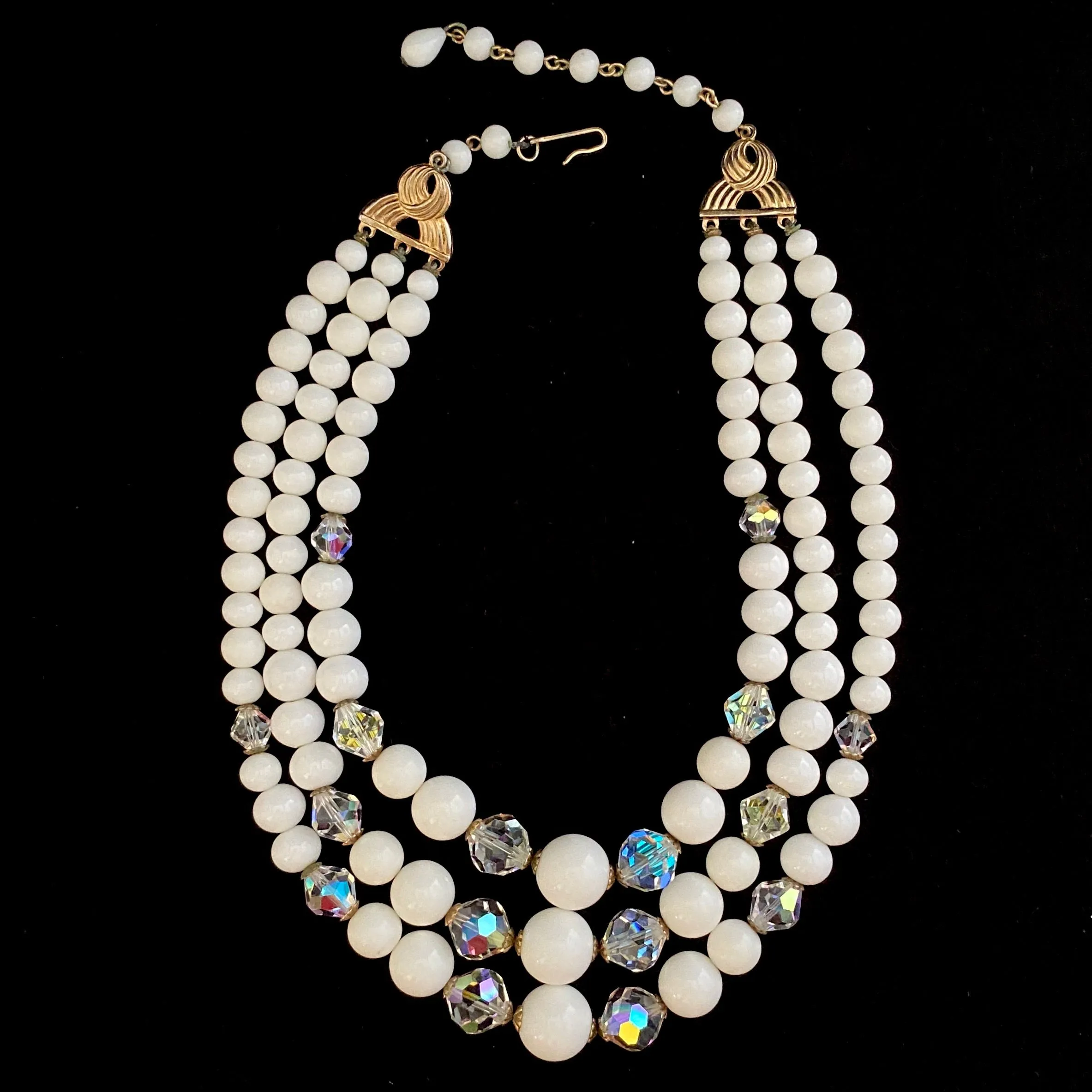 Late 50s/ Early 60s Laguna Glass Bead & Crystal Necklace