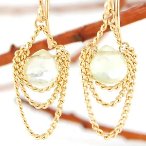 Layered Chain and Gemstone Earrings