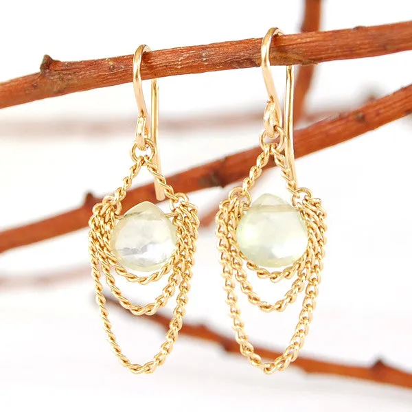 Layered Chain and Gemstone Earrings