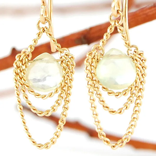 Layered Chain and Gemstone Earrings